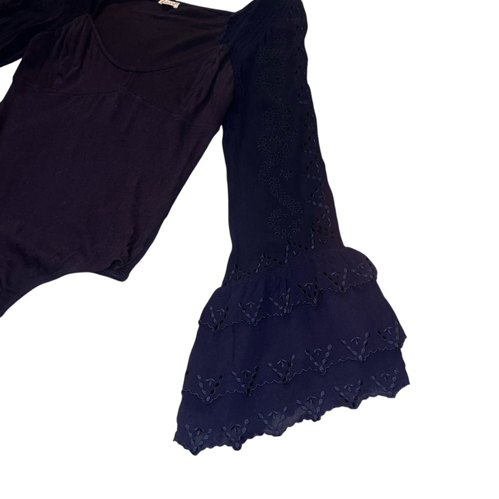 NWOT Free People Enchanted By You Eyelet Lace Tiered Ruffle Silk Sleeve Medium - Picture 5 of 9